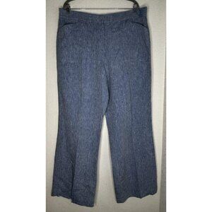 Chicos Pants Womens 3 Blue Linen Straight Solid Summer Coastal Lightweight